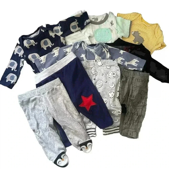 10 Piece Infant Baby Lot One Pieces Pants Rompers Size 0-3 Months - Picture 1 of 7